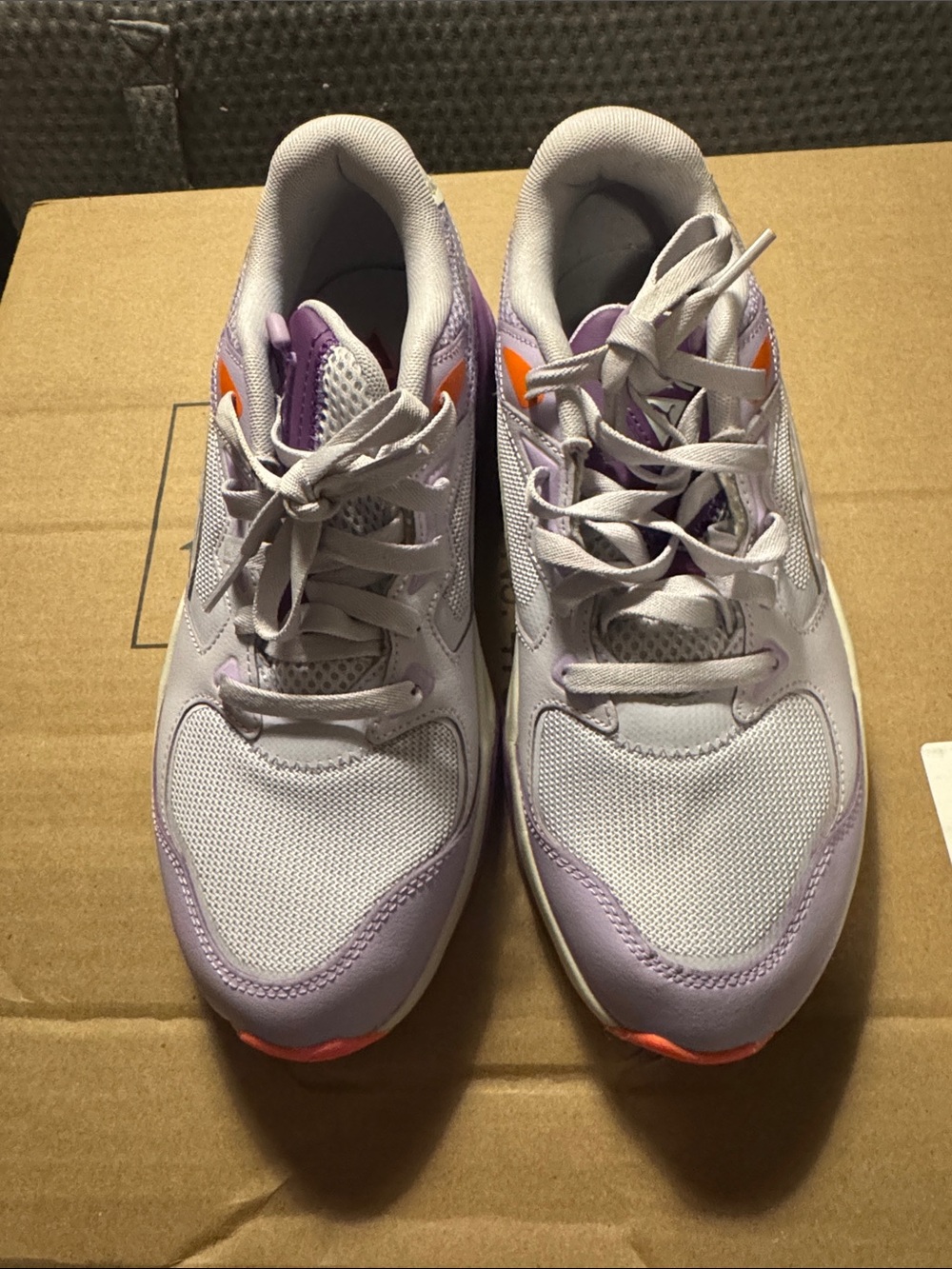 Puma Women's White Lavender with Orange Accent Athletic Sneakers